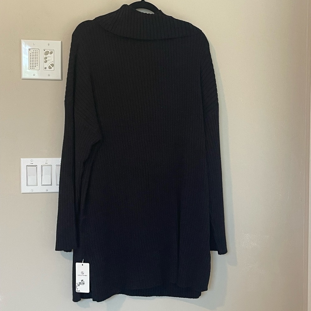 Black Cowl Neck Long Sweater